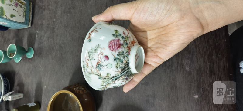 清 粉彩花卉纹杯 - 图5